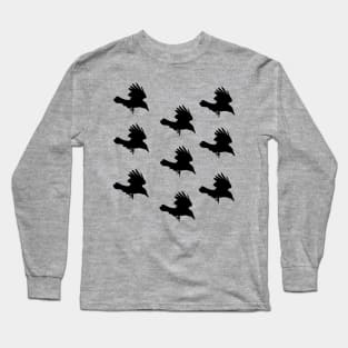 crow Silhouette inflight design art Long Sleeve T-Shirt